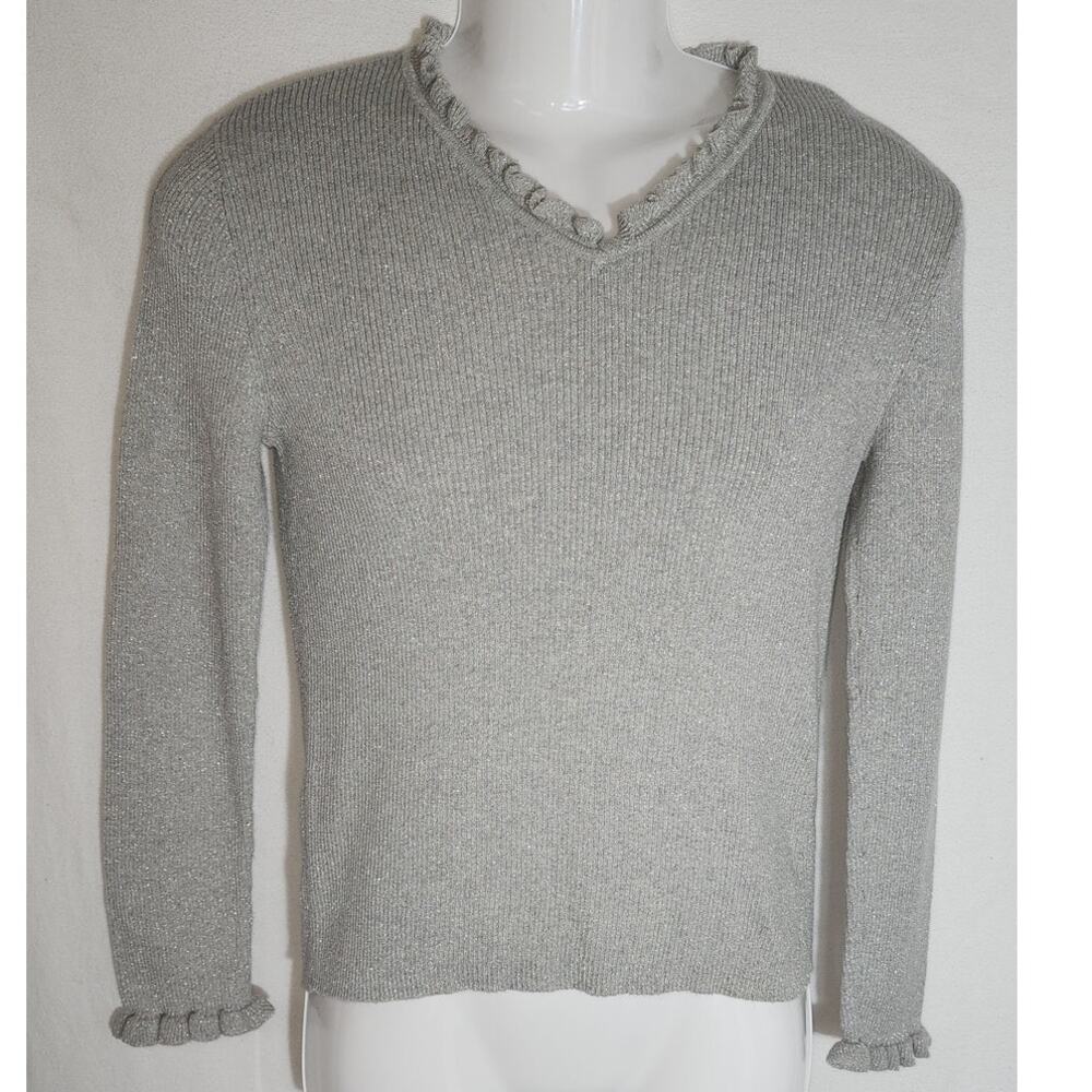 Liz Claiborne Y2K Scalloped Sparkly Pullover Sweater Women's Size Small Vintage